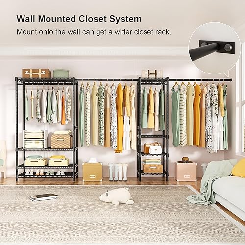 Miniatura 4 de Ulif E11 - Perchero de metal independiente para ropa y armario con 8 estantes y 4 barras para colgar, (73.2 - 97.6) de ancho x 14.5 pulgadas de