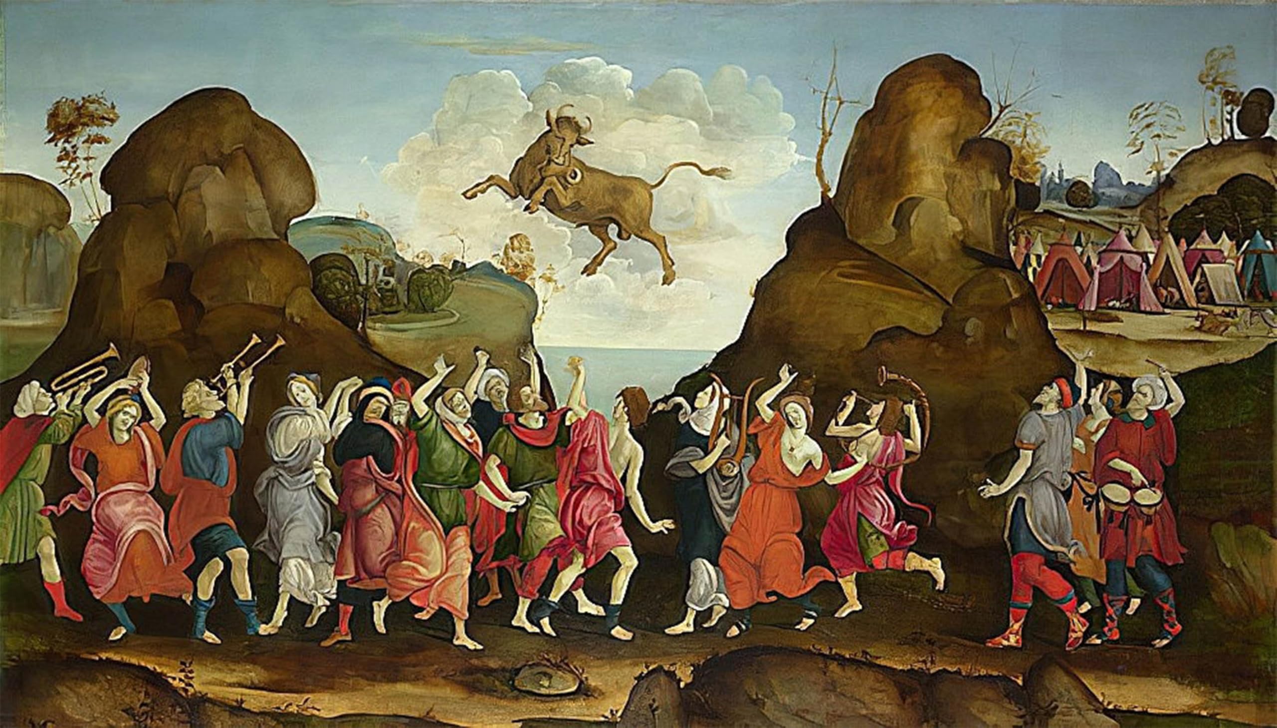 POSTERIIk Vintage Classic Picture Landscape Artwork the Worship of the Egyptian God by Filippino Lippi Portrait Canvas Painting for Office Home Decor 60x90cm