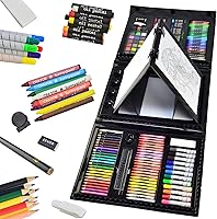 Sunnyglade 185-Piece Double-Sided Trifold Easel Art Set: Crayons, Colored Pencils, Oil Pastels, Watercolors for Kids Creativity
