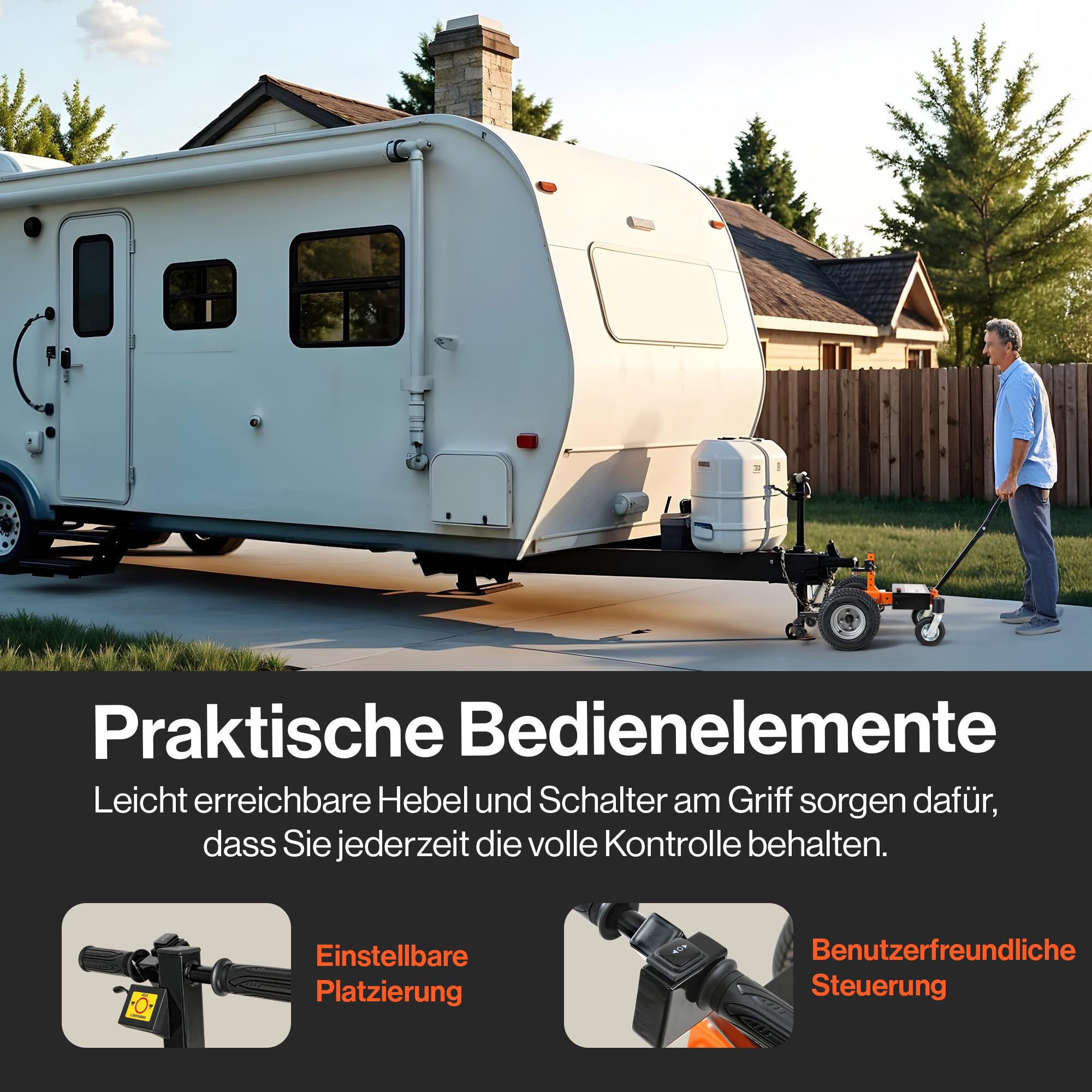 SuperHandy Anhängerrangierhilfe, max. Anhängergewicht 3.400 kg, 24 V, 9 Ah | 560 kg max. Stützlast; für Wohnwagen, Boots-, Nutz- und Viehanhänger; ausgelegt für Nennlast und Nennleistung