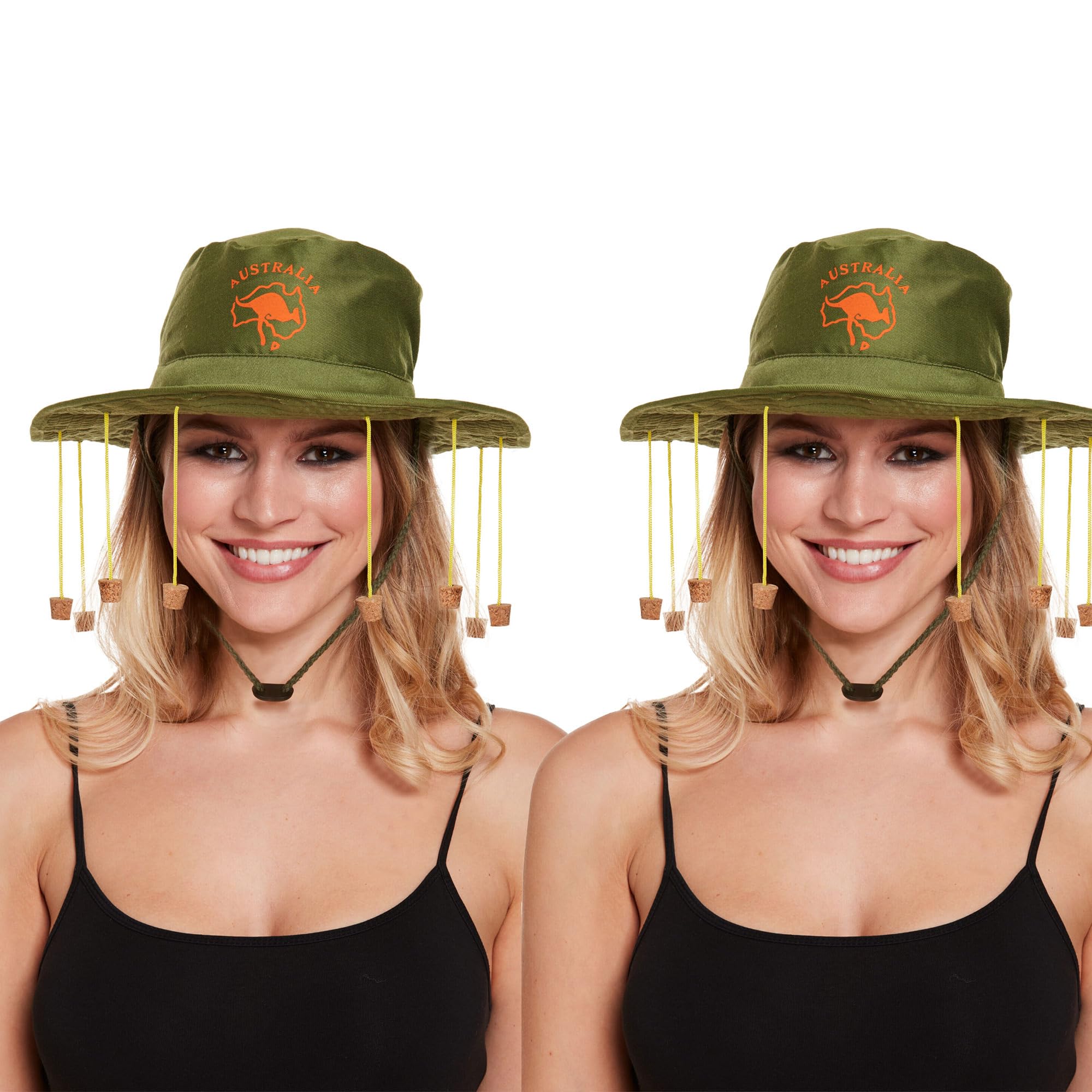 Makii Unisex Australian Cork Hat With Corks - Australia Day Crocodile Hunter Man Fancy Dress Hats Iconic Aussie Hat Perfect for Australian Party Decorations (2 Pack)