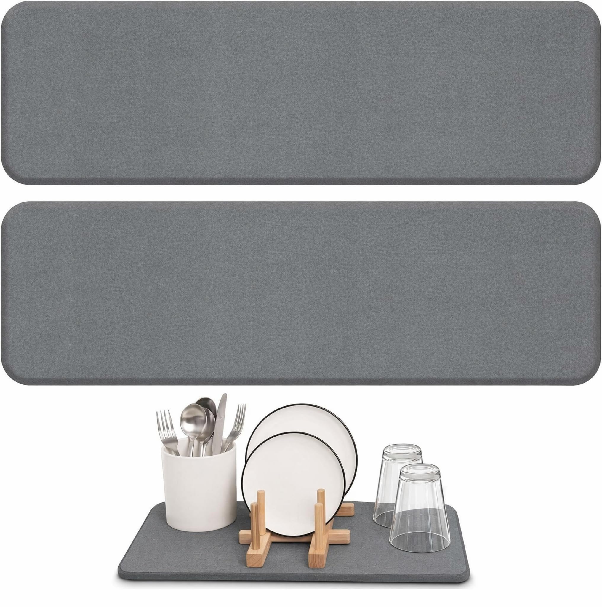 2 Pcs Stone Drying Mat, Diatomaceous Earth Water Absorbent Mat