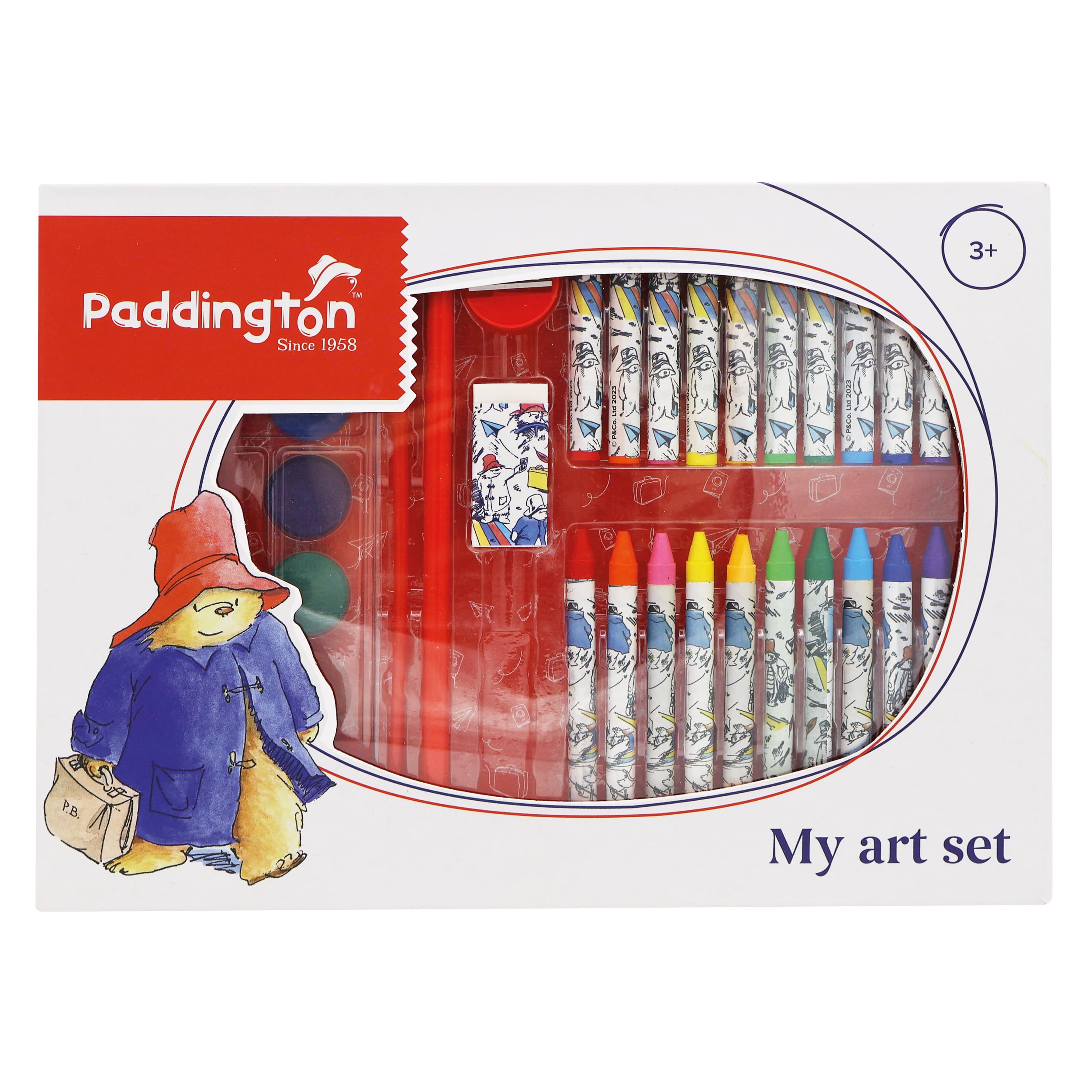 Robert Frederick Paddington Children's 42 Piece Art Set For Ages 3 to 8 Years - Includes Paints and Crayons, 1 count (Pack of 1)