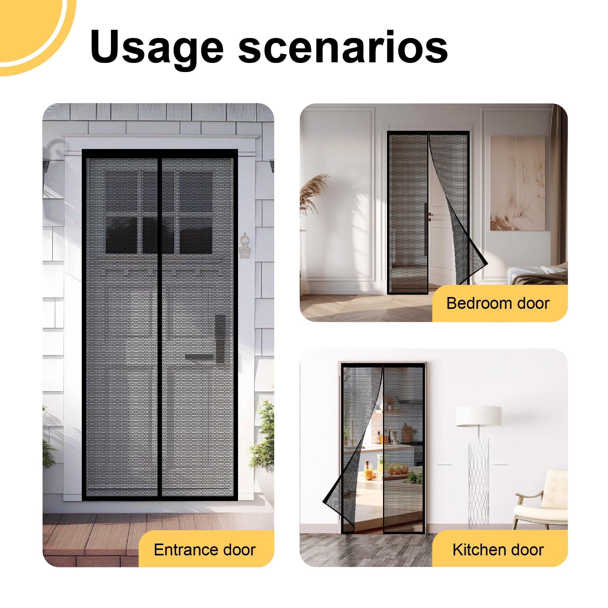 Moustiquaire Porte Fenetre 207 x 180 cm Porte Rideau Couloirs Patio Fermeture Automatique Joint Magnétique pour de Balcon, Cave, de Terrasse, Blanc