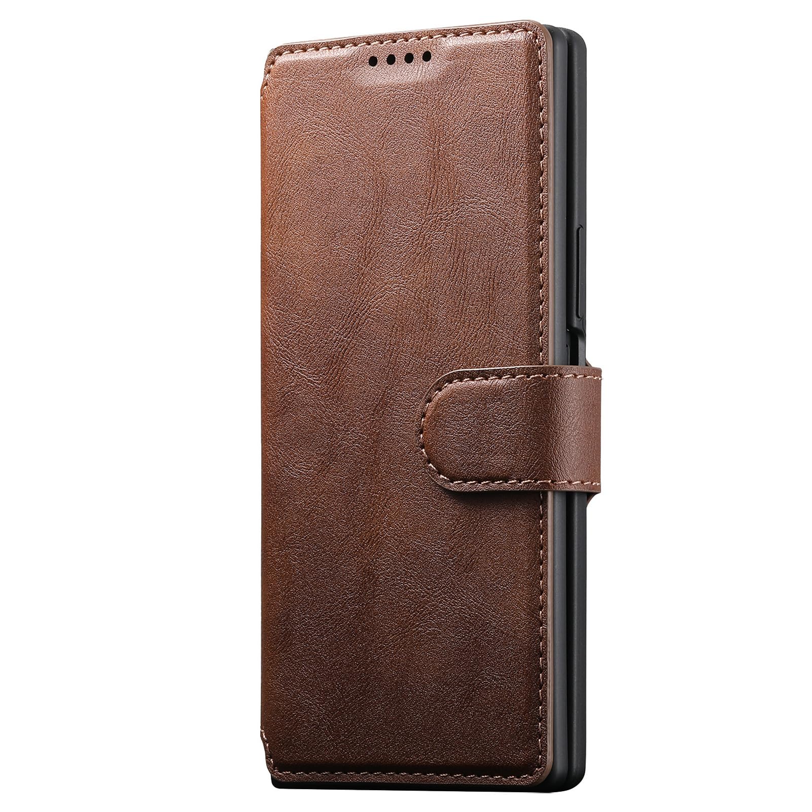 Custodia Flip For Samsung Galaxy Z Fold 8 Ultra, Portafoglio Staccabile Con Ventosa Magnetica Cover Posteriore Singola In Pelle Business Folio Antiurto TPU Soft Shell(Brown)