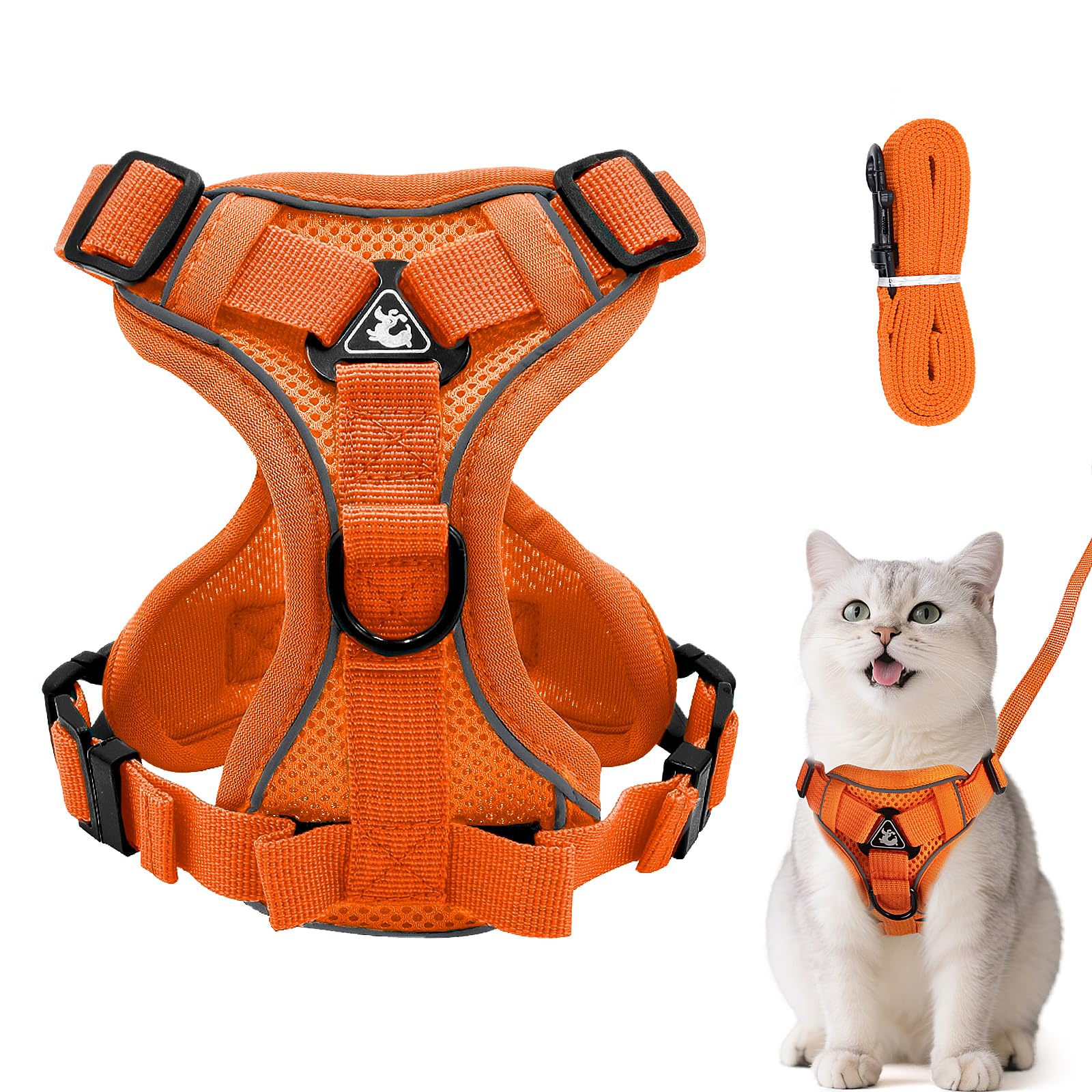 Arnés ajustable para gatos, antiescape, suave, con correa, para gatitos y perros (azul agua, L) — view 20