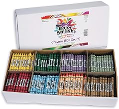 S&S Worldwide Color Splash!® Crayons. Excellent Quality, Superior Value. Great for Classrooms and Groups, Divided Box for Easy Sorting, Includes 100 each of 8 Vibrant Colors, Non-Toxic, Pack of 800.