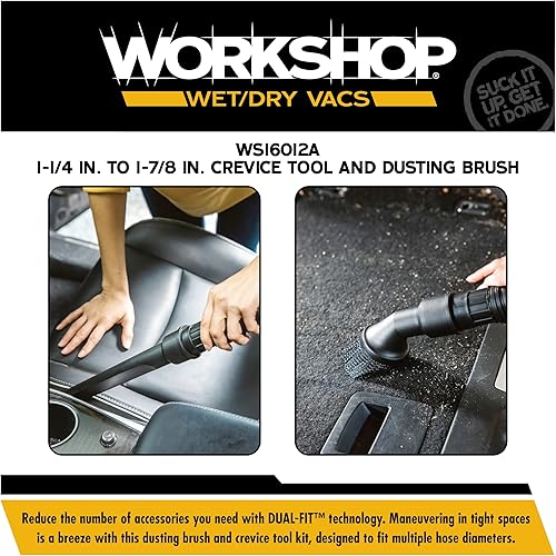 Miniatura 4 de WORKSHOP Wet/Dry Vacs Shop Vacuum Accessories WS16012A Herramienta de doble ajuste y accesorios de cepillo para polvo para aspiradoras húmedas y
