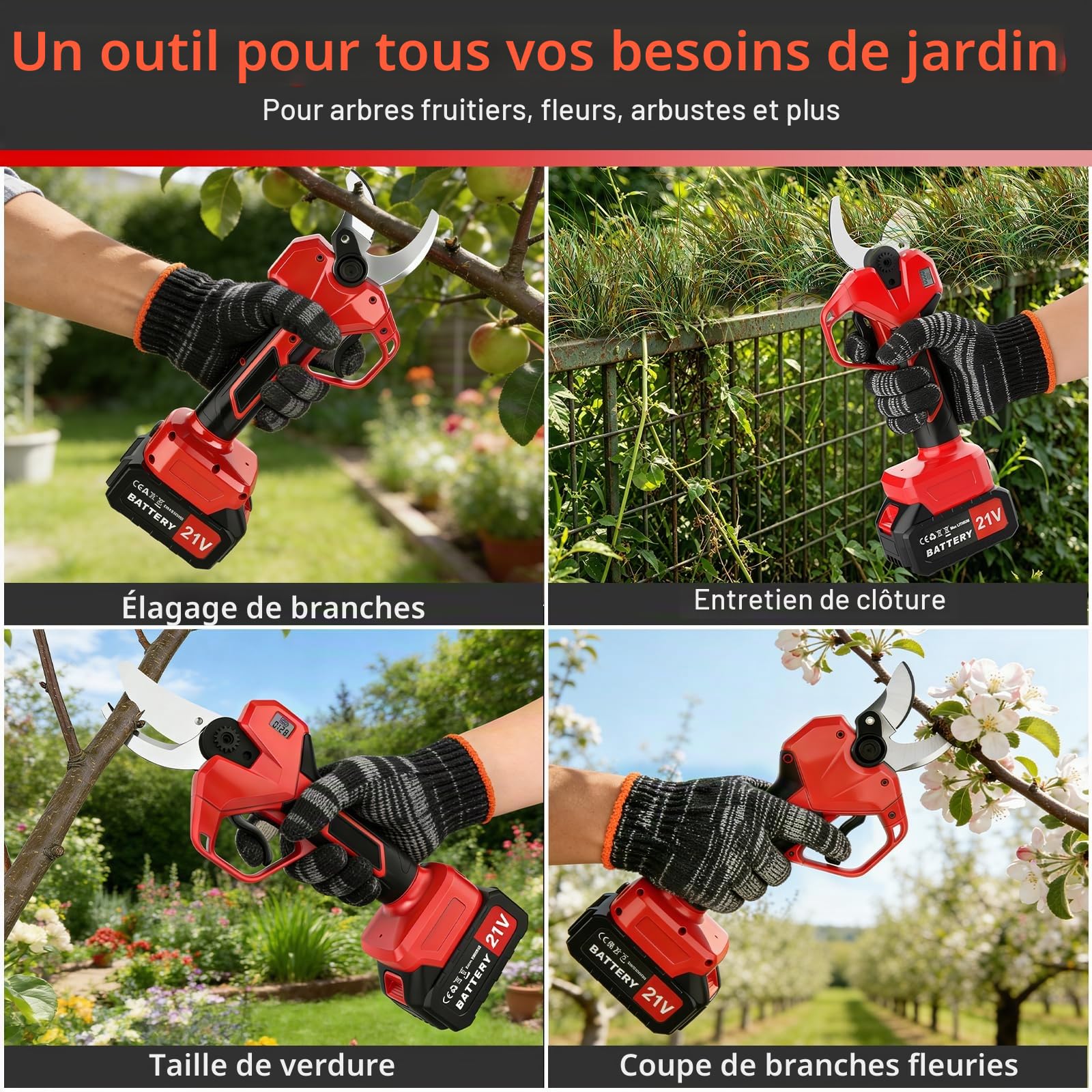 Sécateur Électrique 50mm 730W Brushless 2x 4000mAh