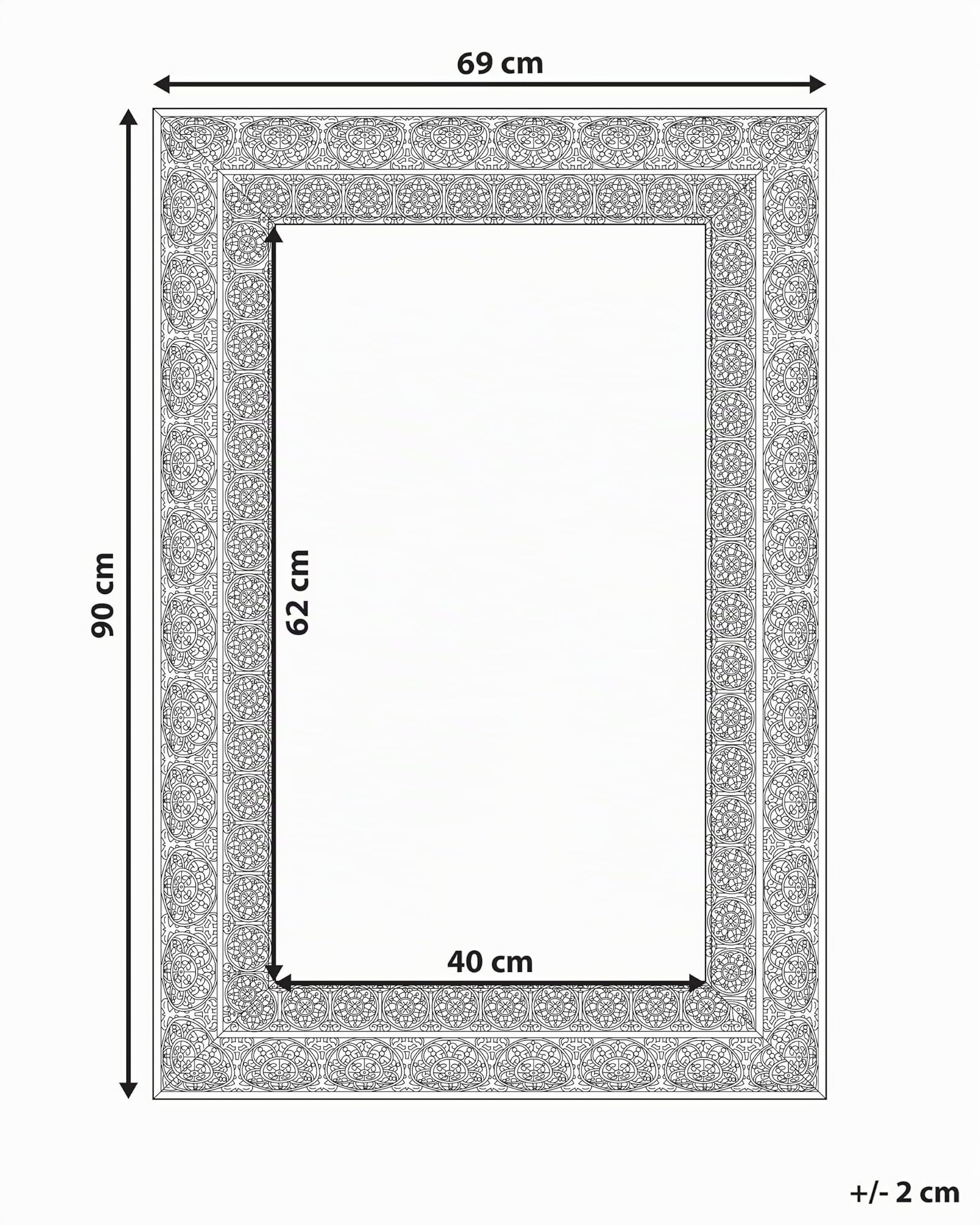Espejo de pared dorado 69 x 90 cm marco accesorio decorativo Dehradun