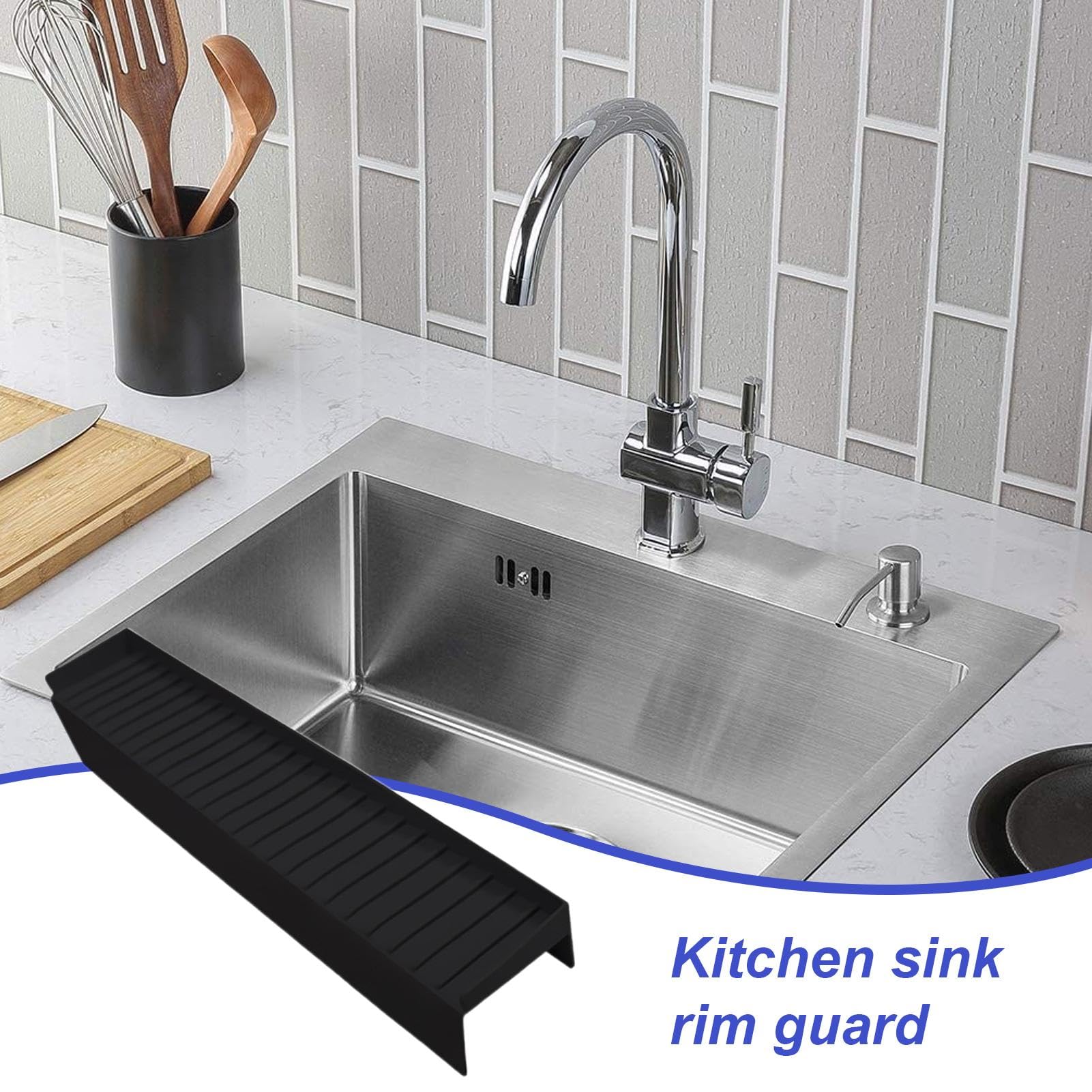 Protection Anti-éclaboussures Pour évier - Silicone, 49 Cm - Garde Le Comptoir Sec, Facile à Nettoyer