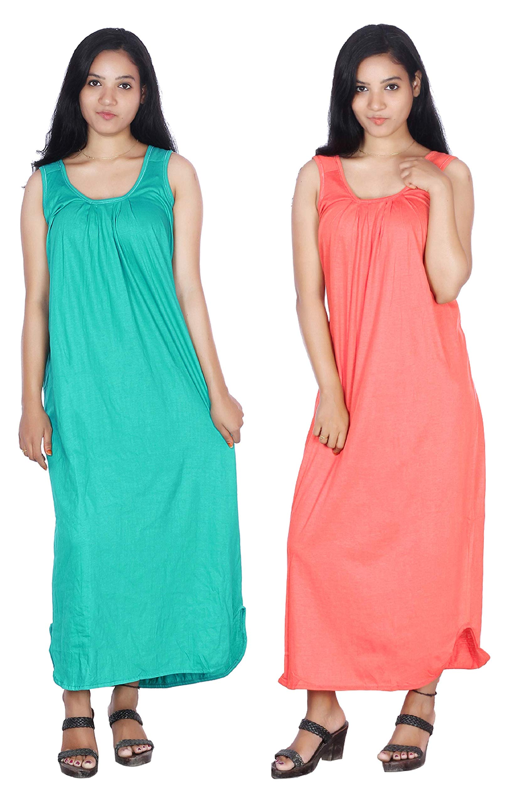 RylieWomen's Cotton Fabric Long Nighty Slip/Chemise Slip-Cotton Full Length Camisole for Women - Long Innerwear Petticoat - Plus Size Nighty - Kurti Slip - Suit Slip