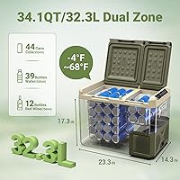 Vista 2 de BODEGACOOLER Refrigerador de Coche de 12 Voltios, Refrigerador de Coche de 34.1 Cuartos de Galón de Doble Zona, Congelador Portátil de 12V