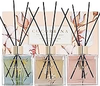 COCORRÍNA Reed Diffuser Set of 3: Cashmere Vanilla, Sandalwood Rose, Clean Linen | 3.04oz with 24 Sticks for Home, Bath, Office