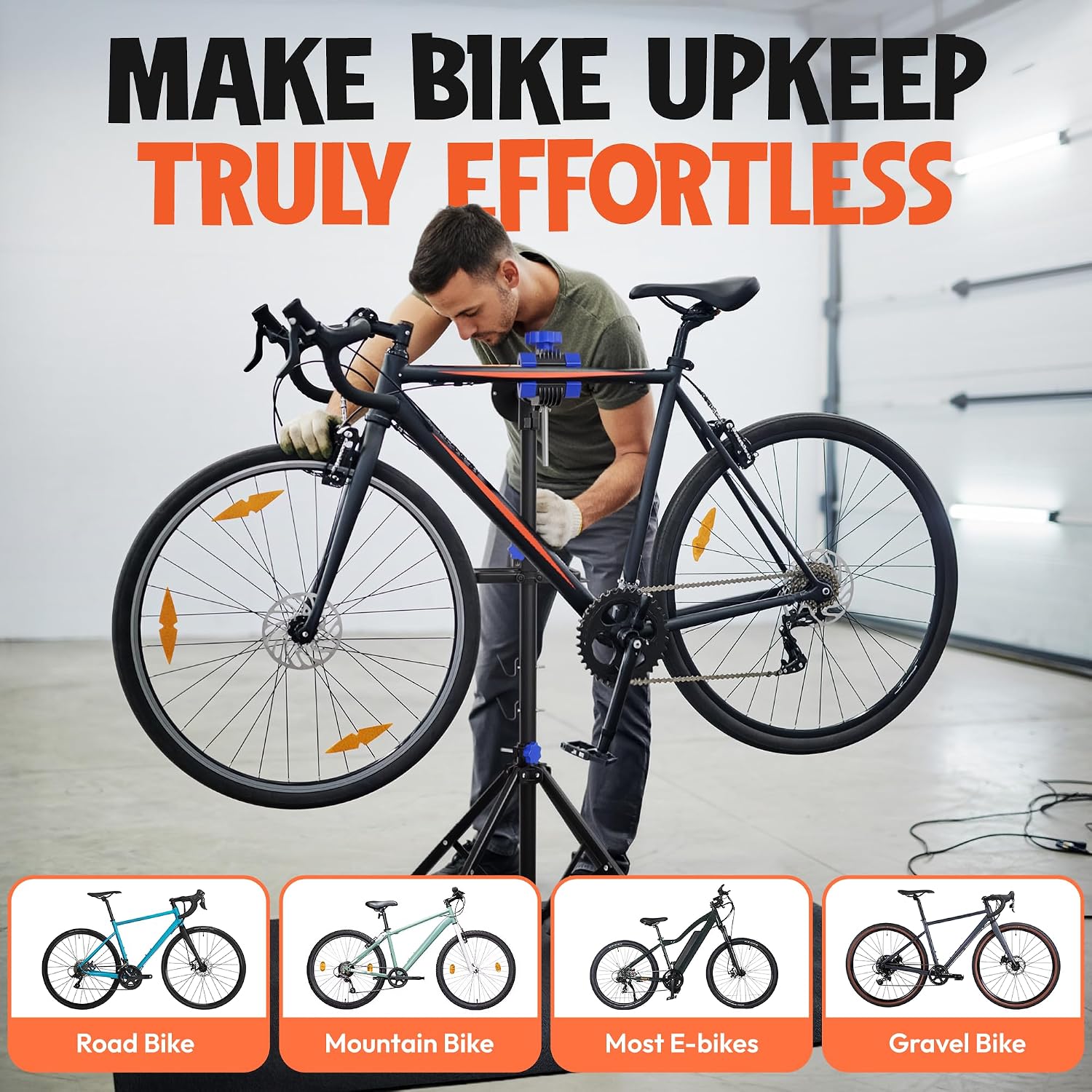 Bike Stand Repair - Bike Repair Stand with Workstand Mat, Detachable Wall Mount Clamp, Ebike Floor Holder Travel Bag, 2 Hooks & More - Bicycle Lift Frame, Mountain Bicycle for Indoor Outdoor