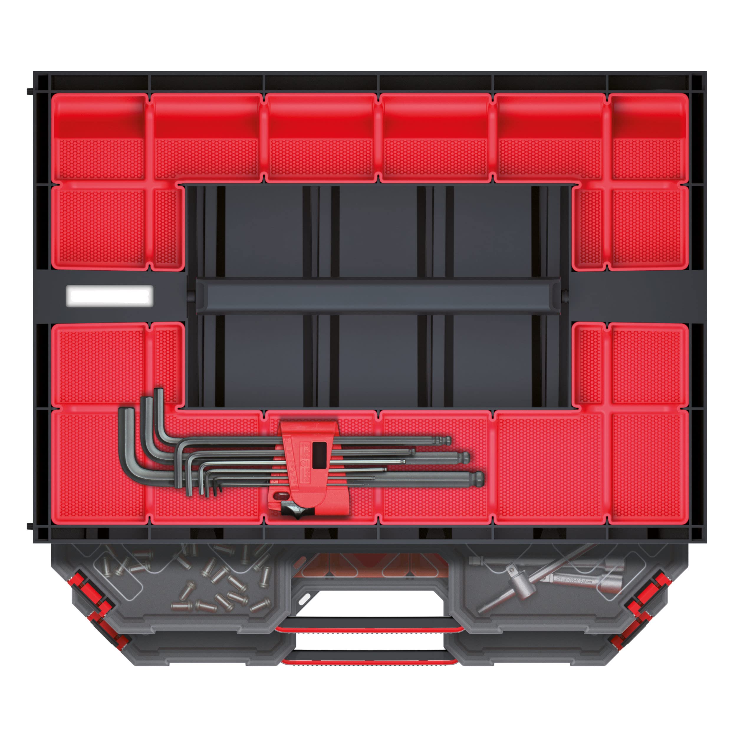 botle Organizador para tornillos, contenedor de taller, 29 x 41,5 x 29,5 cm, universal, maletín, armario de herramientas, caja de clasificación, cajas de clasificación, garaje