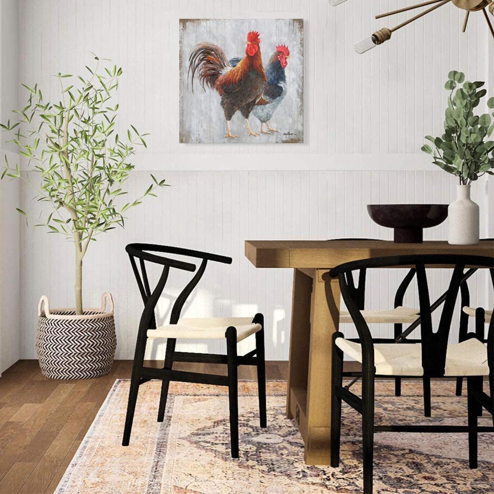 Coperta In Flanella Con Gallo, 127x152 Cm – Morbida E Leggera, Trio Di Polli Rustici Su Legno, Regalo Per Amanti Della Campagna