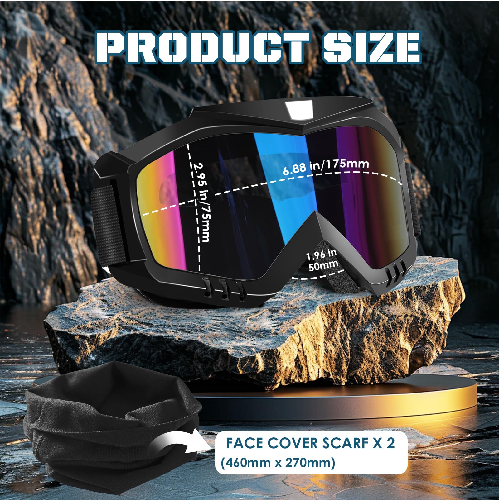 OXG Lunettes de moto OTG, anti-poussière, UV400, pour motocross, ski tout-terrain, pour adultes et jeunes