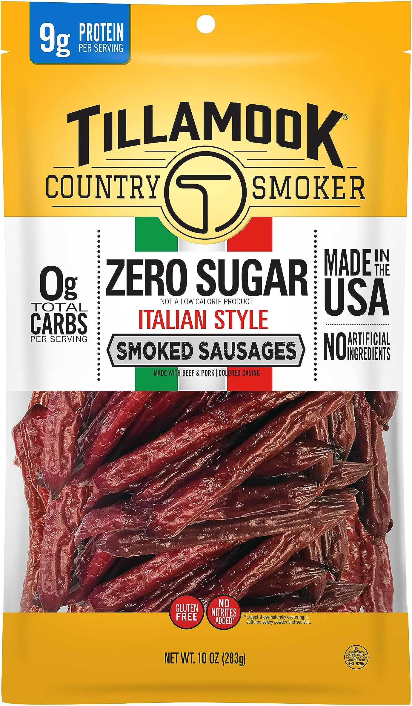 Tillamook Country Zero Sugar Keto Friendly Smoked Sausages, Italian Style,10 oz