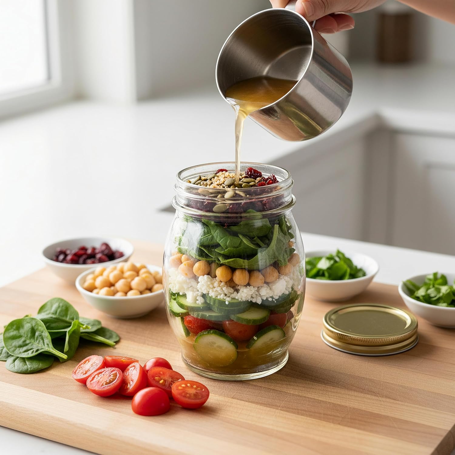 Amici Home Orto Canning Jars with Lids | Set of 6 | Mini Glass Jars with Gold Canning Lids | Use for Honey, Herbs, Overnight Oats, Jam, and Jelly | Wedding Party Favors | 27.5-Ounce