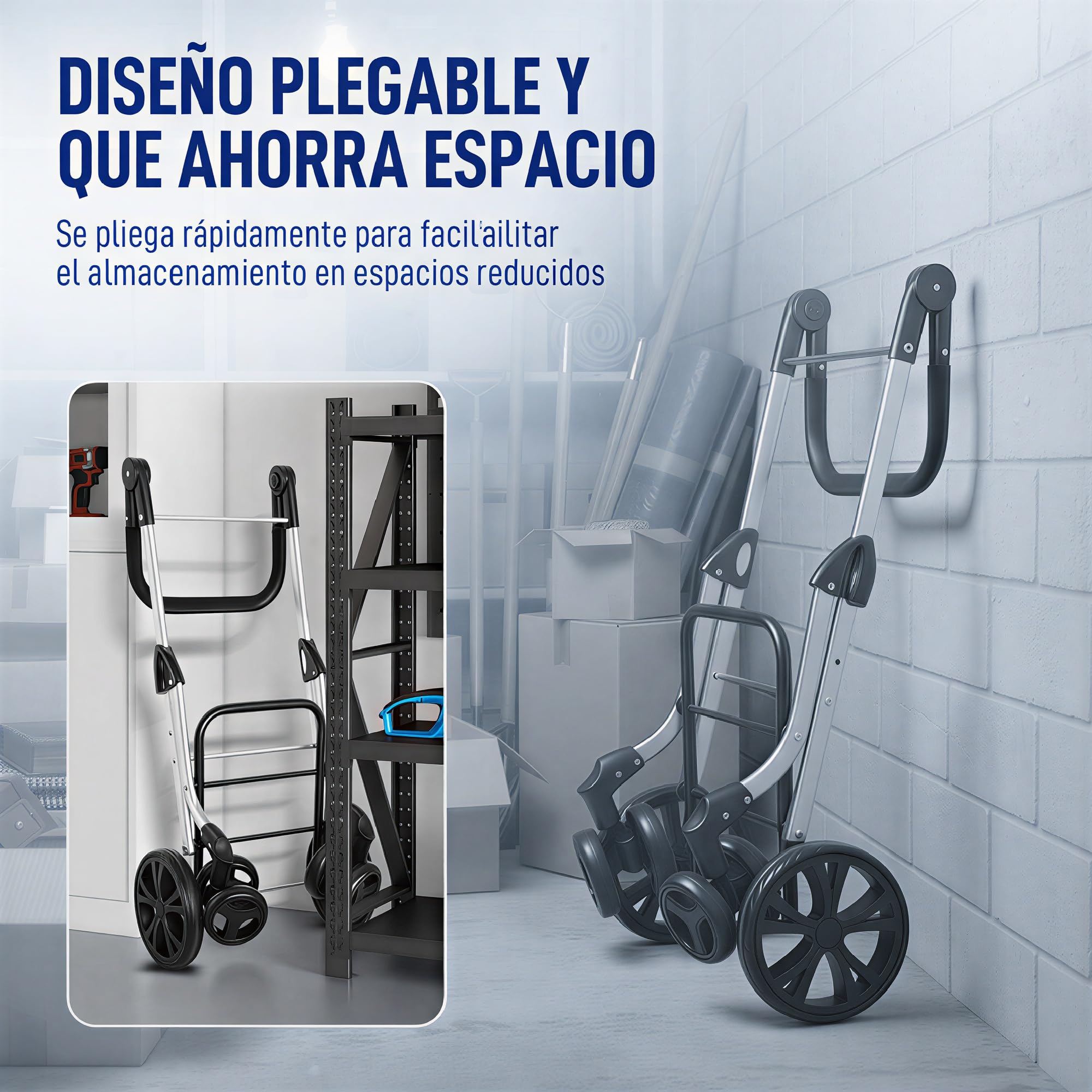 HOMCOM Carrito de Compra de 46L de Aluminio con Bolsa Térmica 3 en 1 Gris | Carro de la Compra, 6 Ruedas, Asa Regulable, para Supermercado, Plegable
