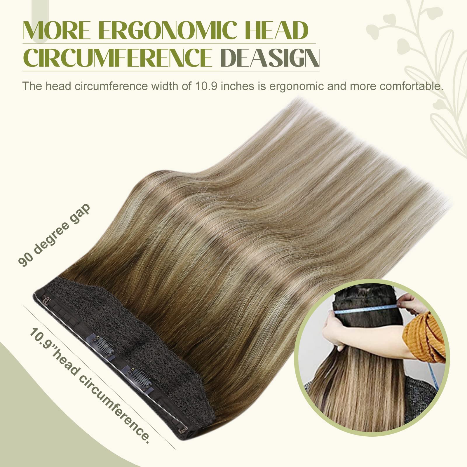 Fshine Extension Filo Invisibile Hair 30CM 70g Extension Capelli Filo Extension Balayage Colore 3 Castano Scuro Con 8 Castano Medio e 22 Bionda Media Hair Extension Lisci Capelli Brasiliani