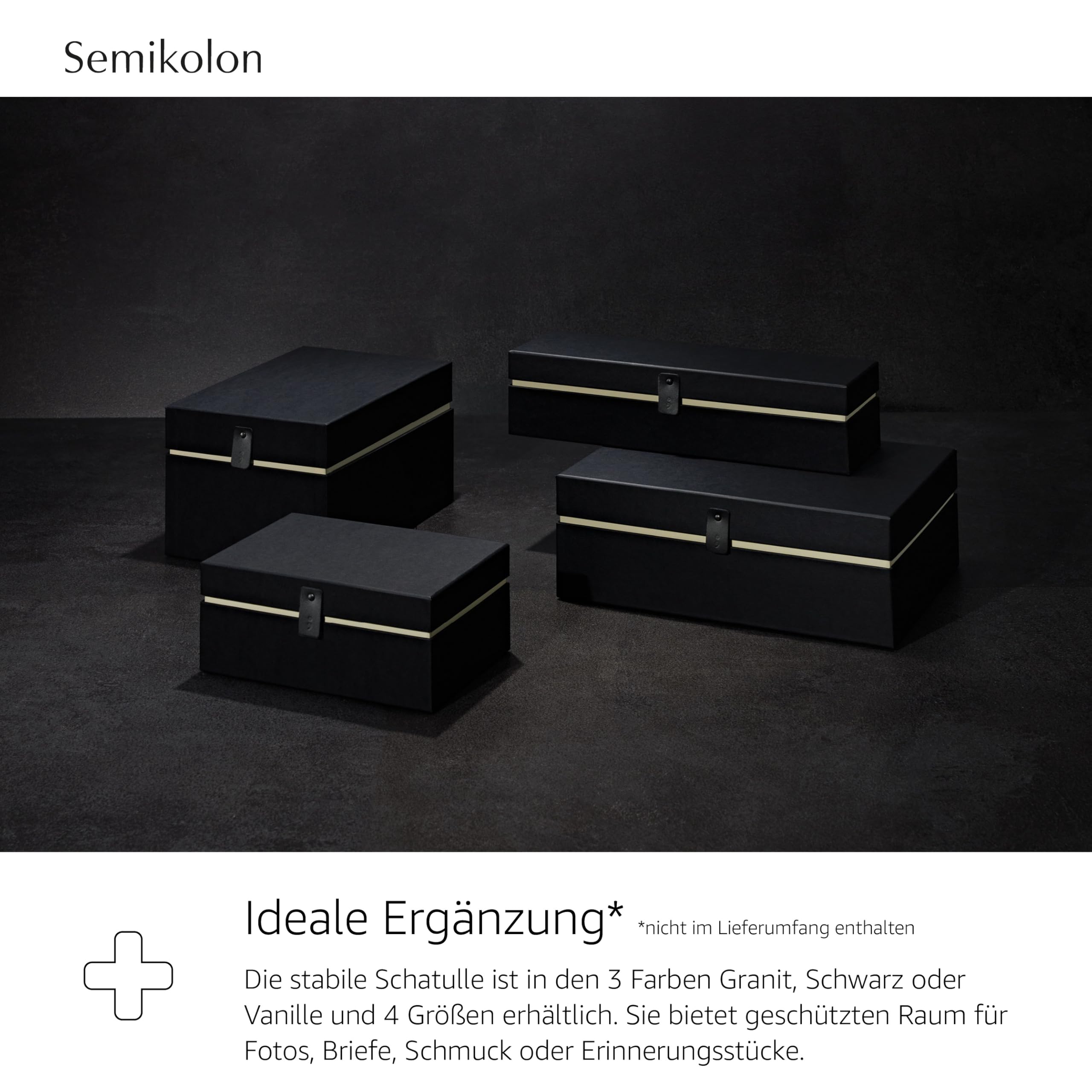 Semikolon 373050 Premium Aufbewahrungsbox One Line Edition - Geschenkbox Large 31 x 23 x 12 cm - Black