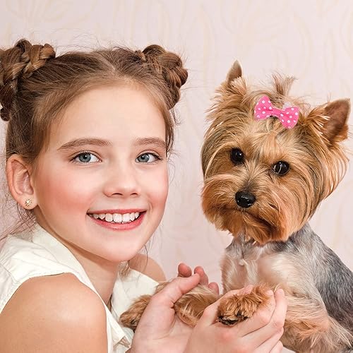 Miniatura 6 de meekoo 500 lazos para el pelo de perro, lazos para el pelo de primavera a granel para perros con banda de goma, accesorios lindos para cachorros,