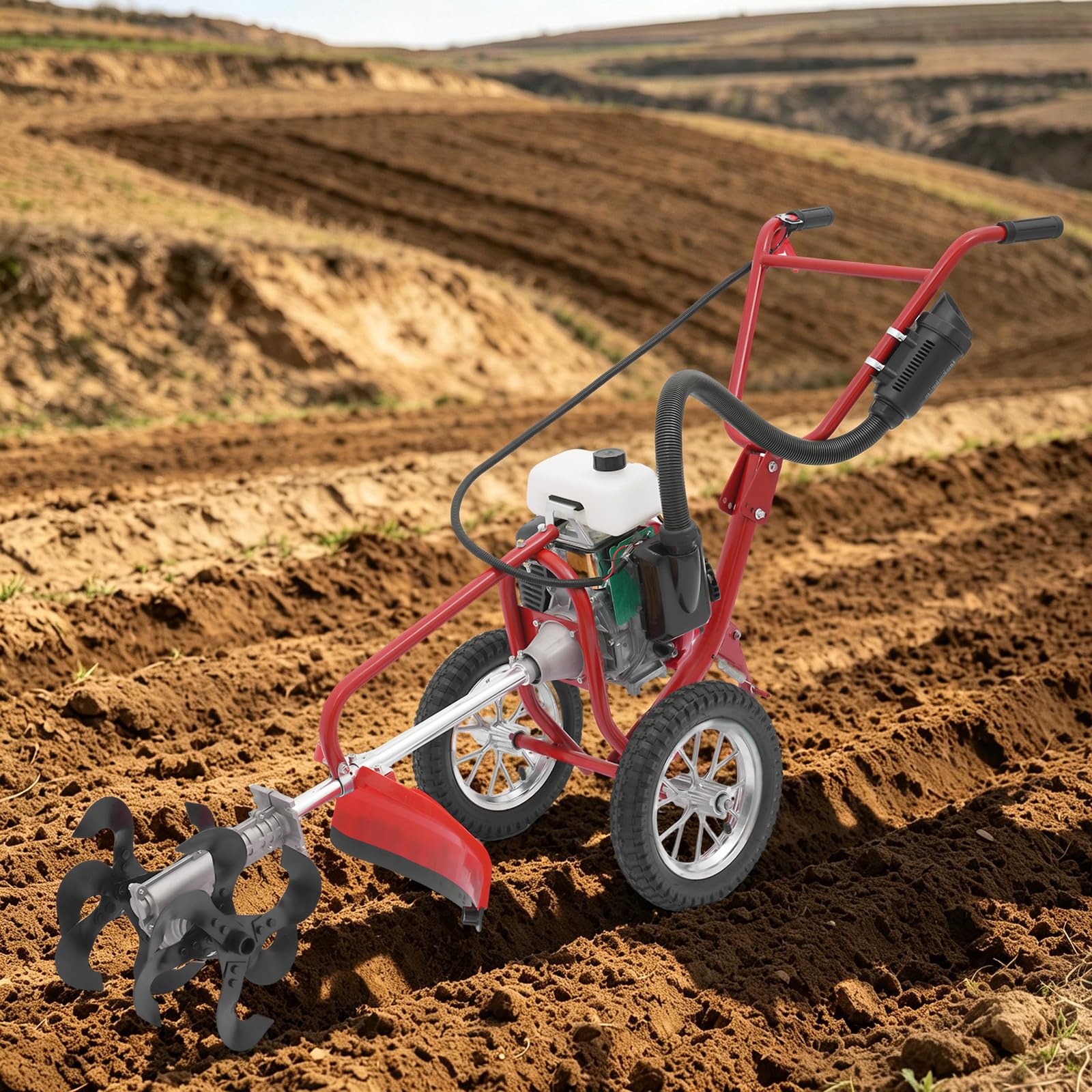 Benzinbetriebener Motorhacke, 4PS 63CC Benzin Gartenfräse
