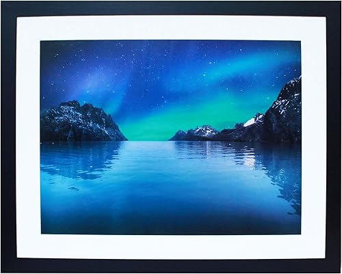 Miniatura 1 de Marco para póster tipo galería de 22 x 28 pulgadas con paspartú de 18 x 24 pulgadas, moldura ancha, incluye accesorios para colgar vertical y