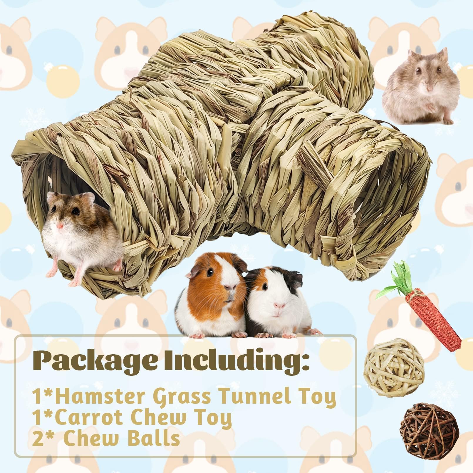 Stroh Häuschen Für Kleintiere - Naturhaus Mit Tunnel Für Hamster & Meerschweinchen