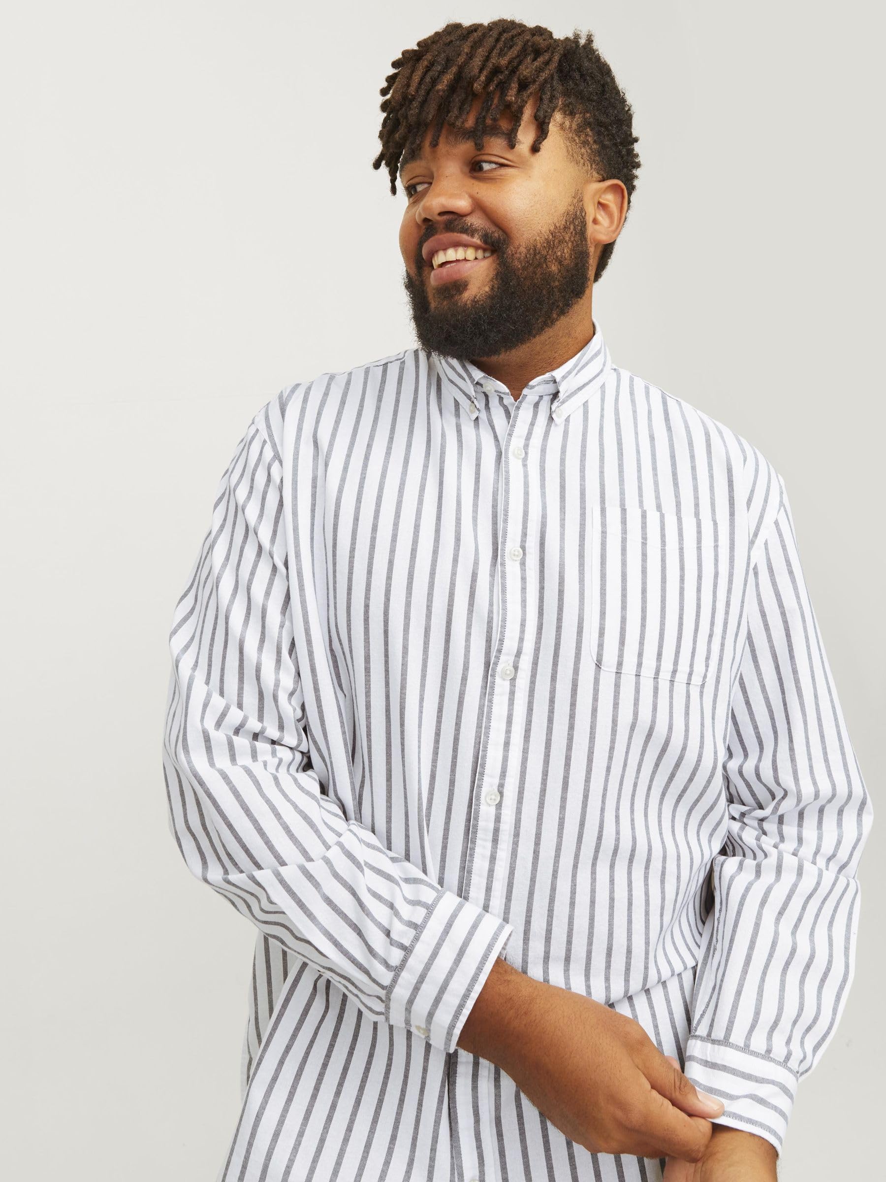 JJEOXFORD Shirt L/S S21 NOOS PLS, Ensign Blue/Stripes:Stripes, 4XL