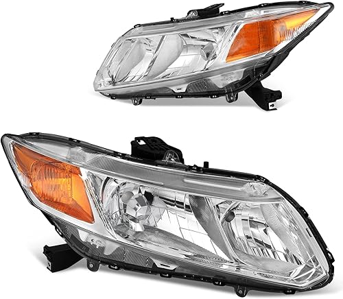 DWVO Conjunto de faros delanteros compatible con Civic Sedan 2012-2015 de 4 puertas 2012-2013 Civic Coupe de 2 puertas OE, carcasa cromada,