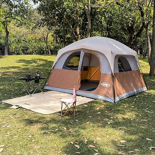Miniatura 6 de UNP Carpas para 6 personas, impermeable, resistente al viento, fácil instalación, tienda de campaña familiar de doble capa con 1 puerta de malla y 5