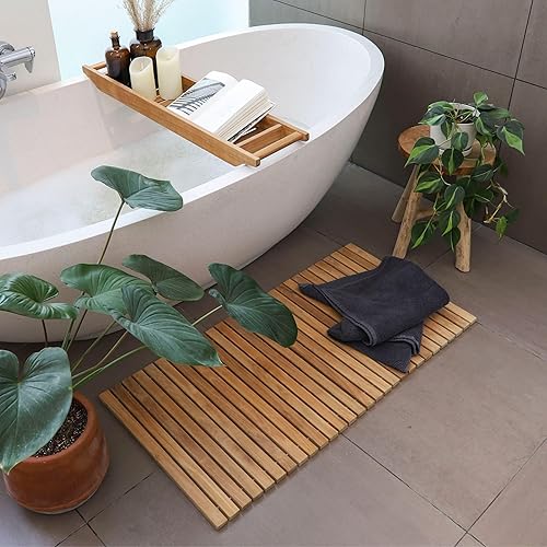 Miniatura 2 de Nordic - Tapete de cuerda de teca 100% maciza de teca, uso en interiores y exteriores, plataforma de madera para sauna, piscina, decoración y