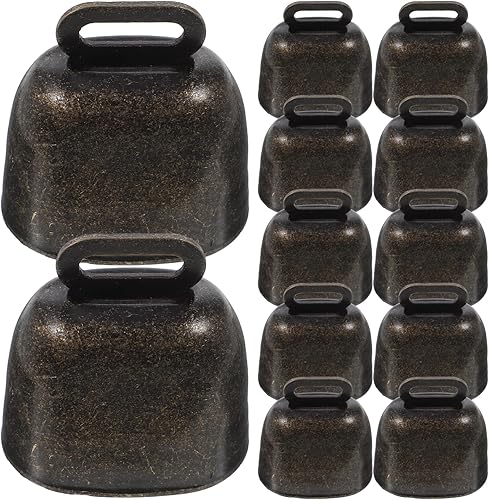 Campanas para mascotas, 12 campanas colgantes de hierro vintage doradas para decoración de árbol de Navidad, decoración rústica de vacaciones,