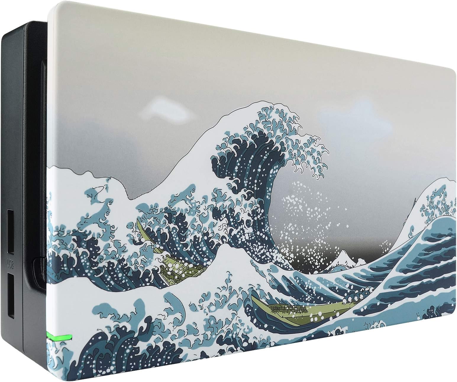 eXtremeRate Custom Soft Touch Grip Faceplate for Nintendo Switch Dock, The Great Wave Patterned DIY Replacement Housing Shell for Nintendo Switch Dock - Dock NOT Included