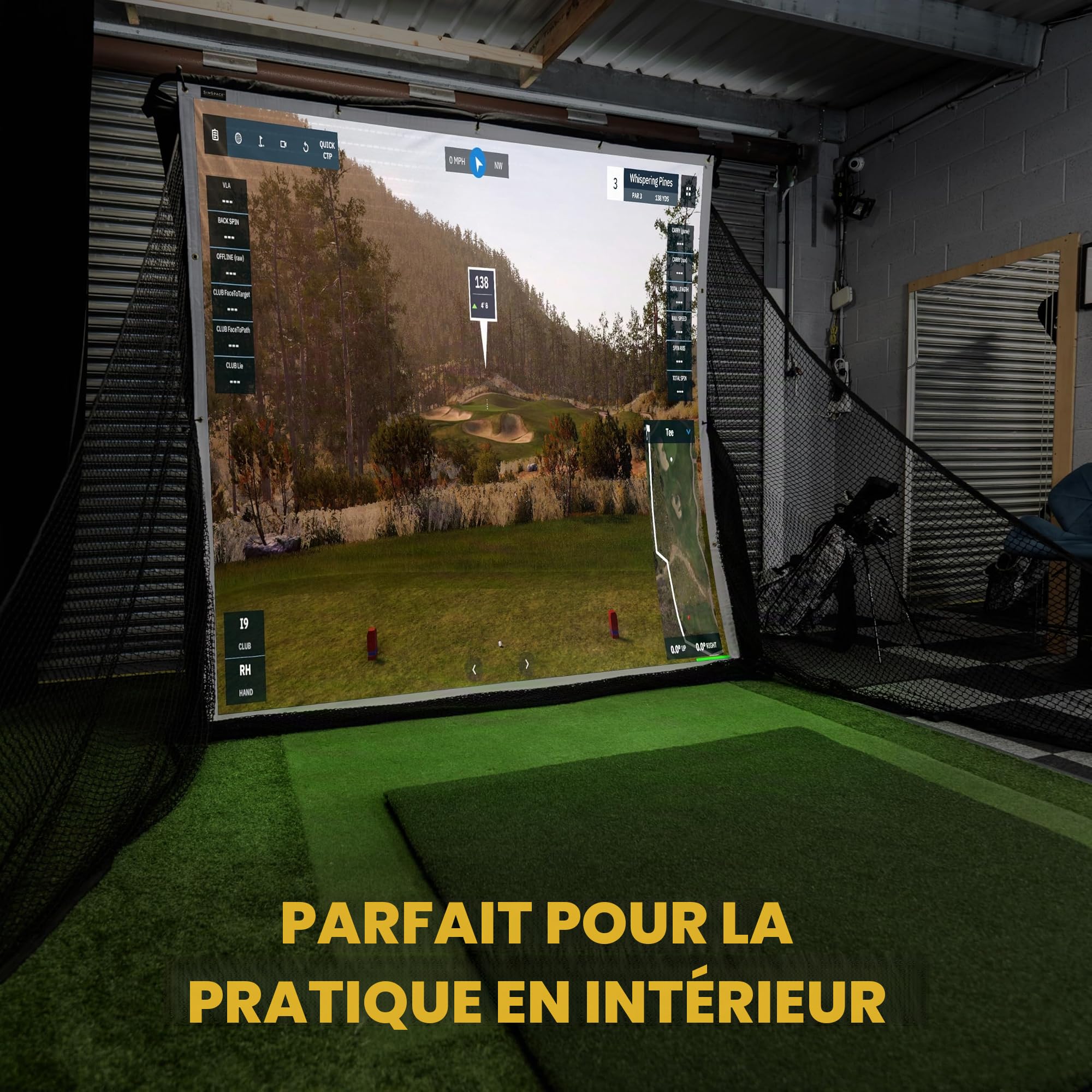 SimSpace Écran D'impact Deluxe pour Filet De Conduite Domestique 2,4 X 2,5 M - Écran De Projecteur pour Simulation De Golf, Compatible avec Le Filet De Conduite SimSpace