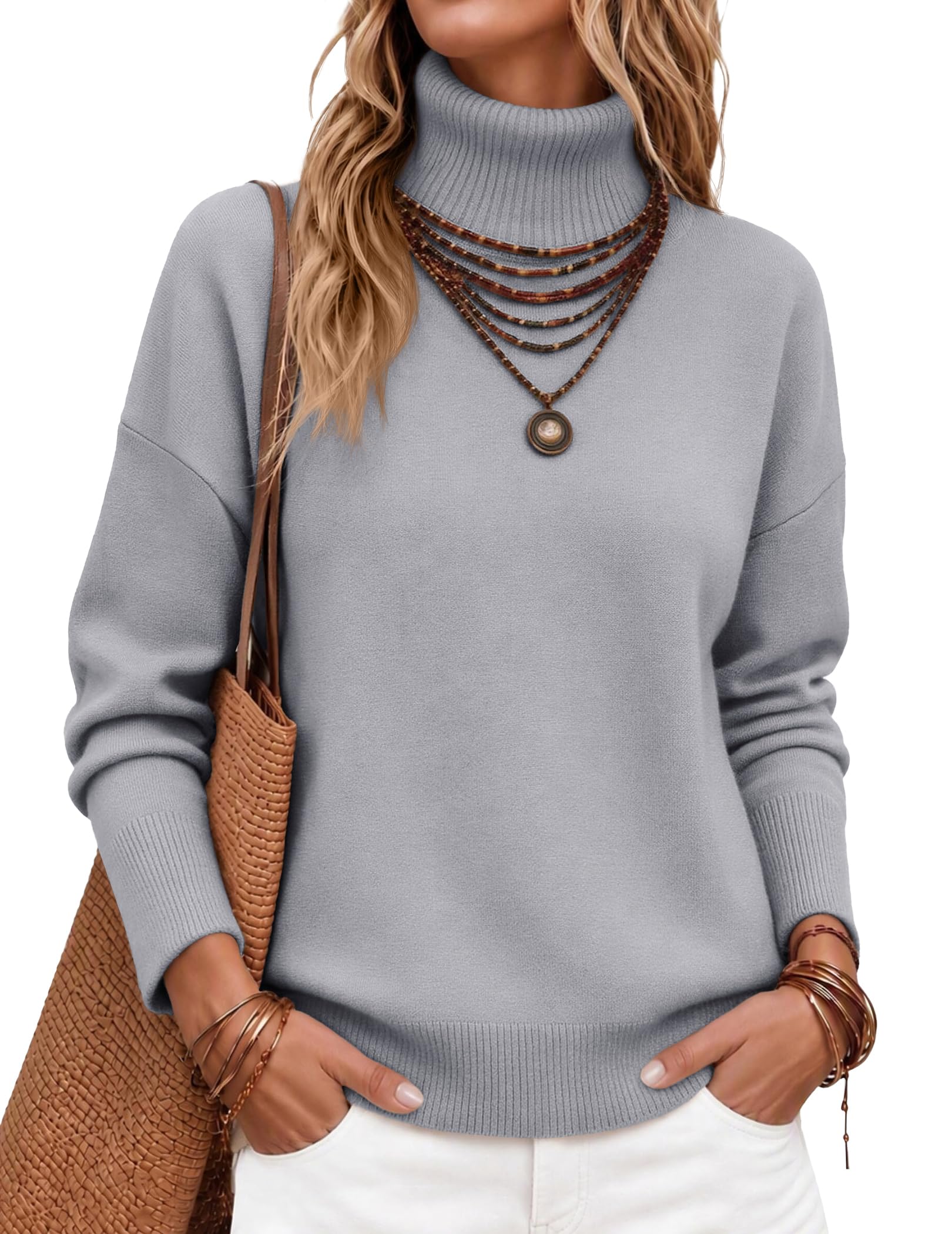 Zeagoo Women's Turtleneck Sweater 2026 Fall Winter Chunky Knitted Pullover