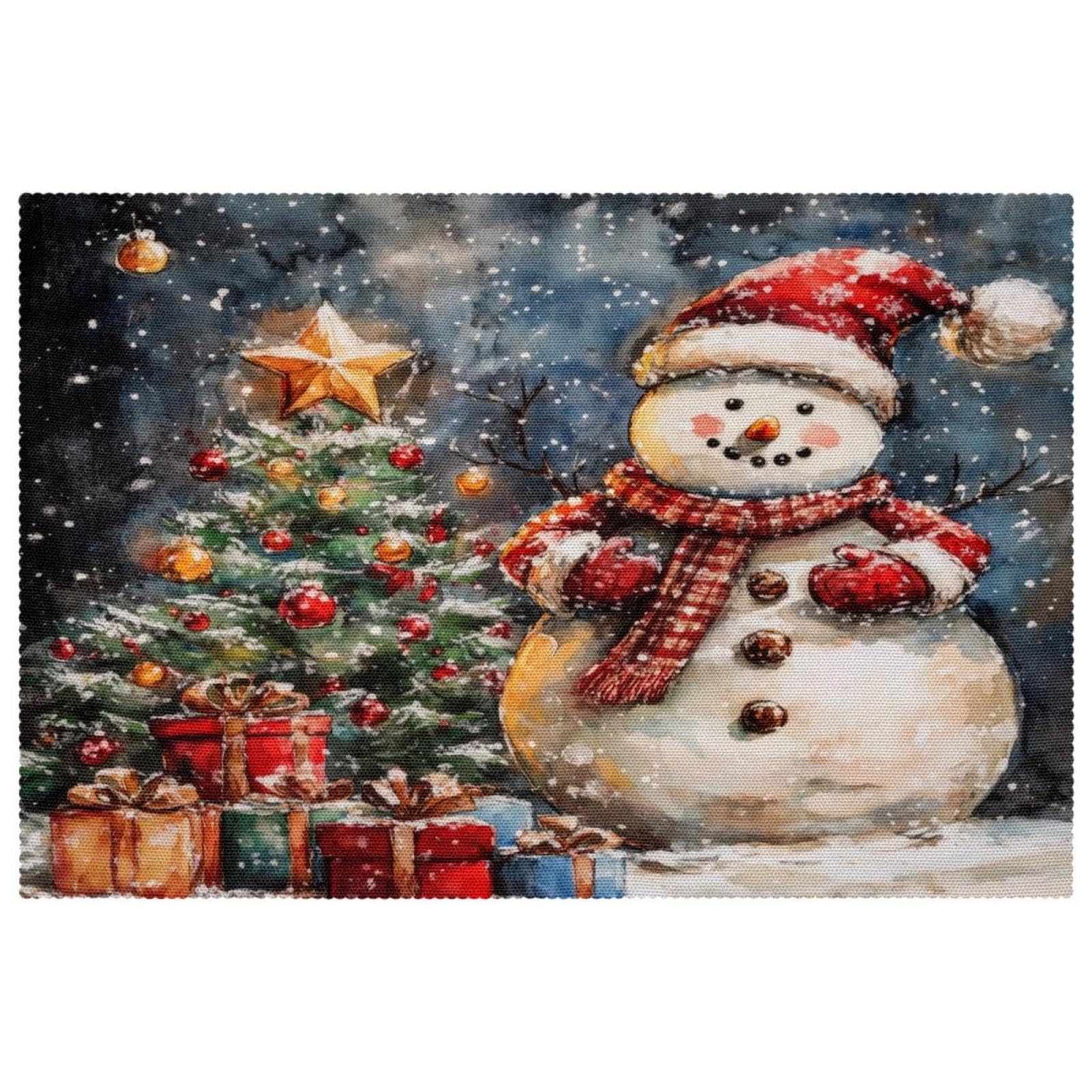Sets de table antidérapants et thermorésistants motif bonhomme de neige lot de 6
