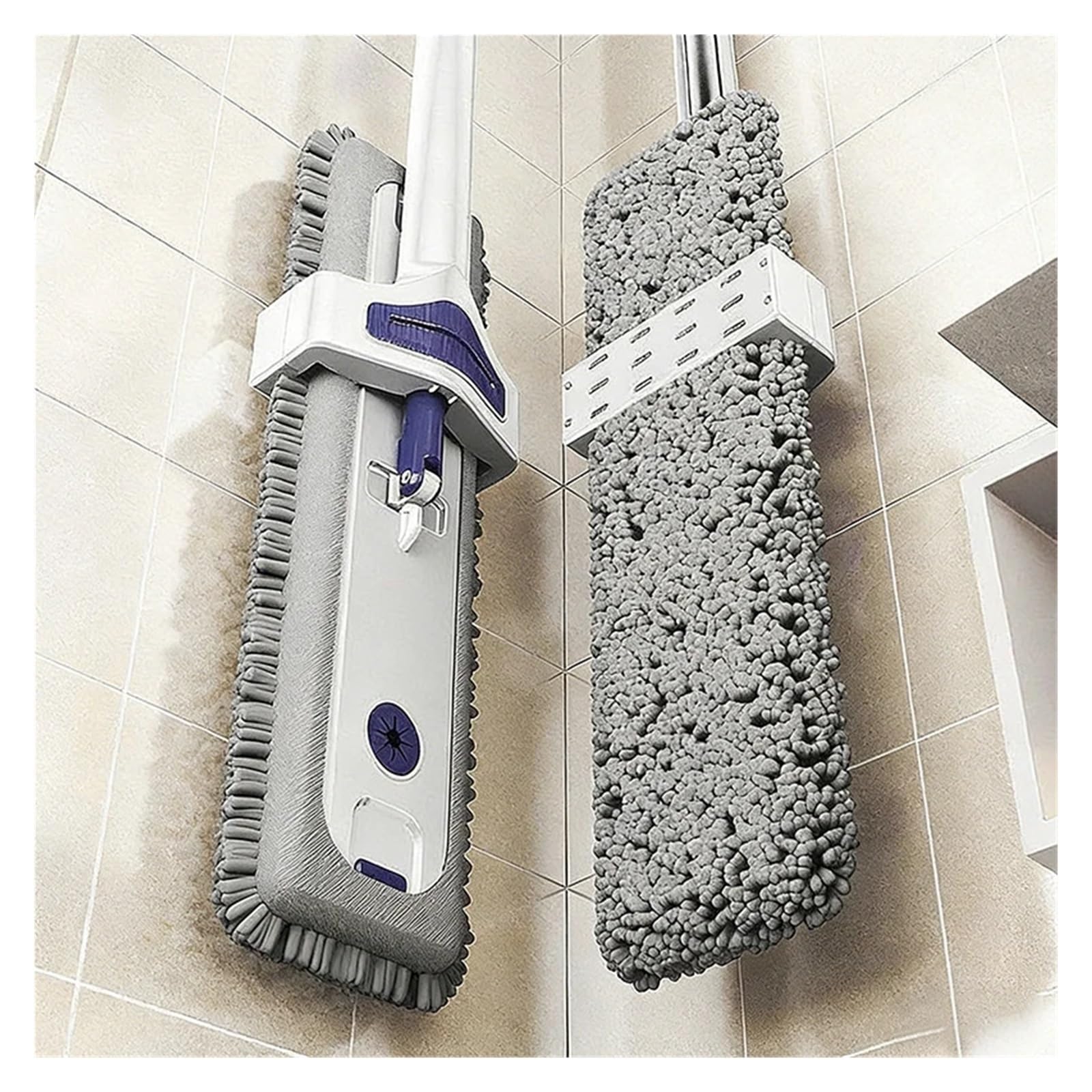 140 cm Langer Stiel-Bodenreinigungsmopp mit Quetscher, Robustes, verdicktes Chenille(T10)
