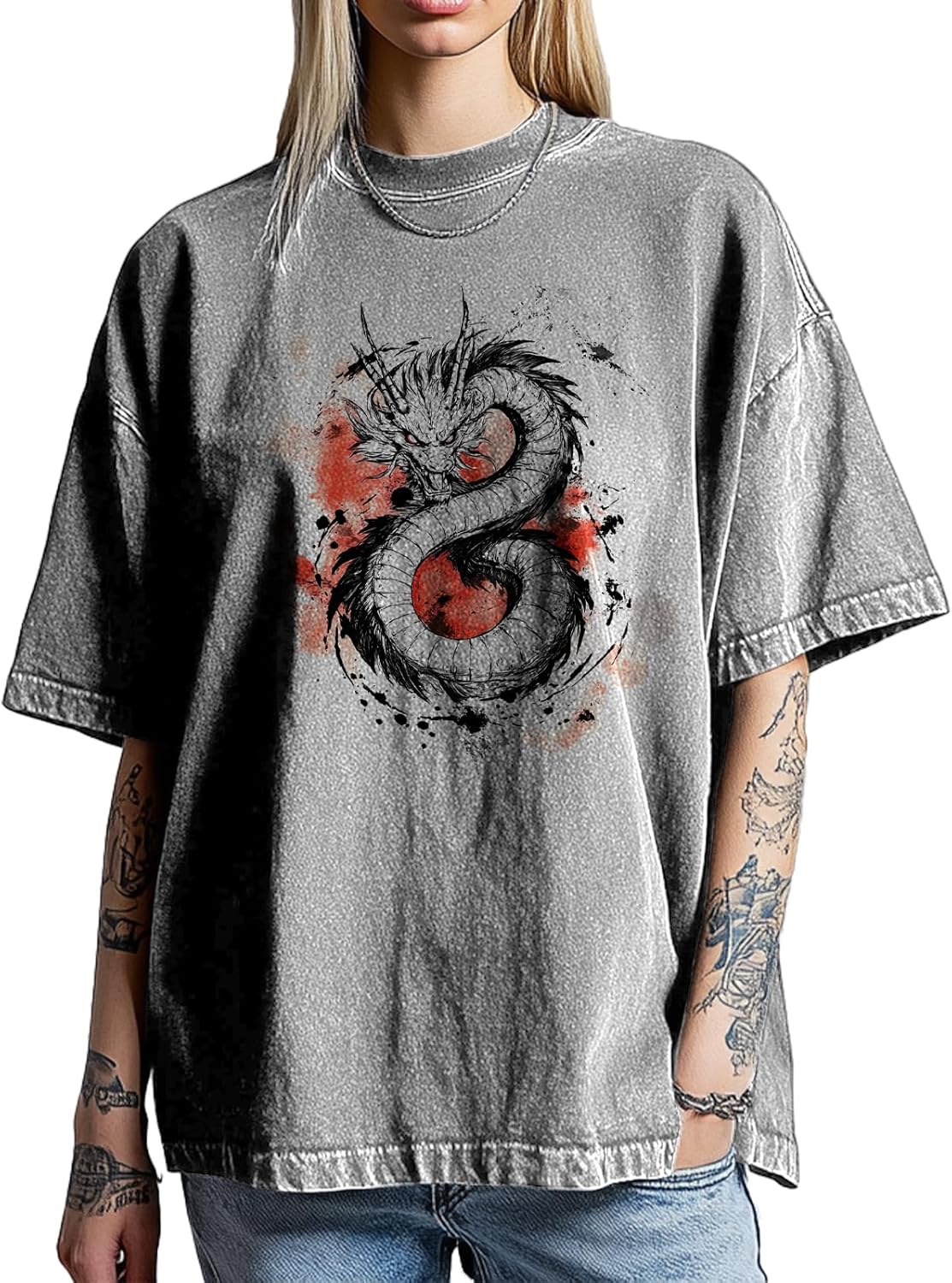 Short Sleeve Shirts for Women Summer Fashion Graphic Shirt Cotton Washed Crewneck D...