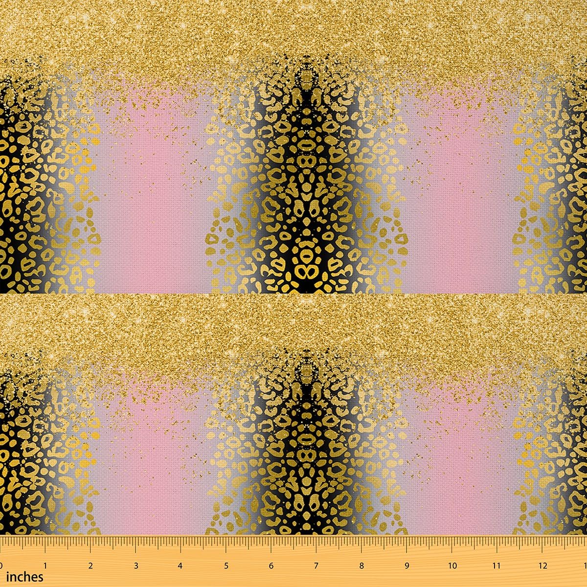 Homemissing Leopard Gedruckt Stoff Meterware 920x150cm Kinder Gold Geparden Muster Dekorative Wasserdichter Patchwork Stoffe Rosa und Schwarz Polsterstoff für Stühle Gradient Stil Stoffpaket