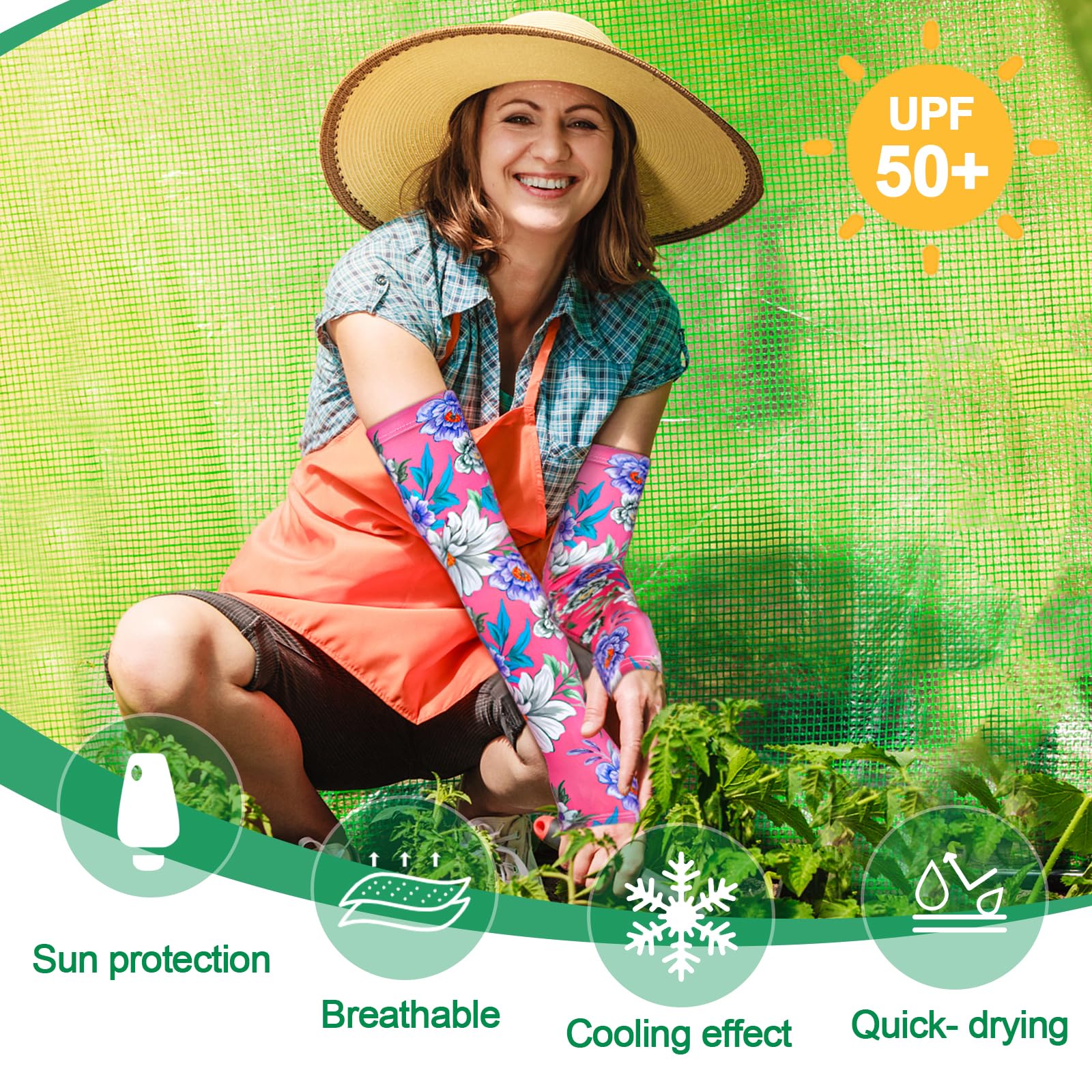 4 pares de mangas de jardinería antideslizantes con agujero para el pulgar, mangas de enfriamiento para mujeres y hombres al aire libre, mixcolor-a, talla única