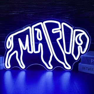 Football Team Neon Sign Bills Mafia Neon Lights Buffalo Inspired LED Light for Man Cave Football Club Wall Art Decor Ideal Gift for Football Fans and Teens(16.5 * 9.8inch)