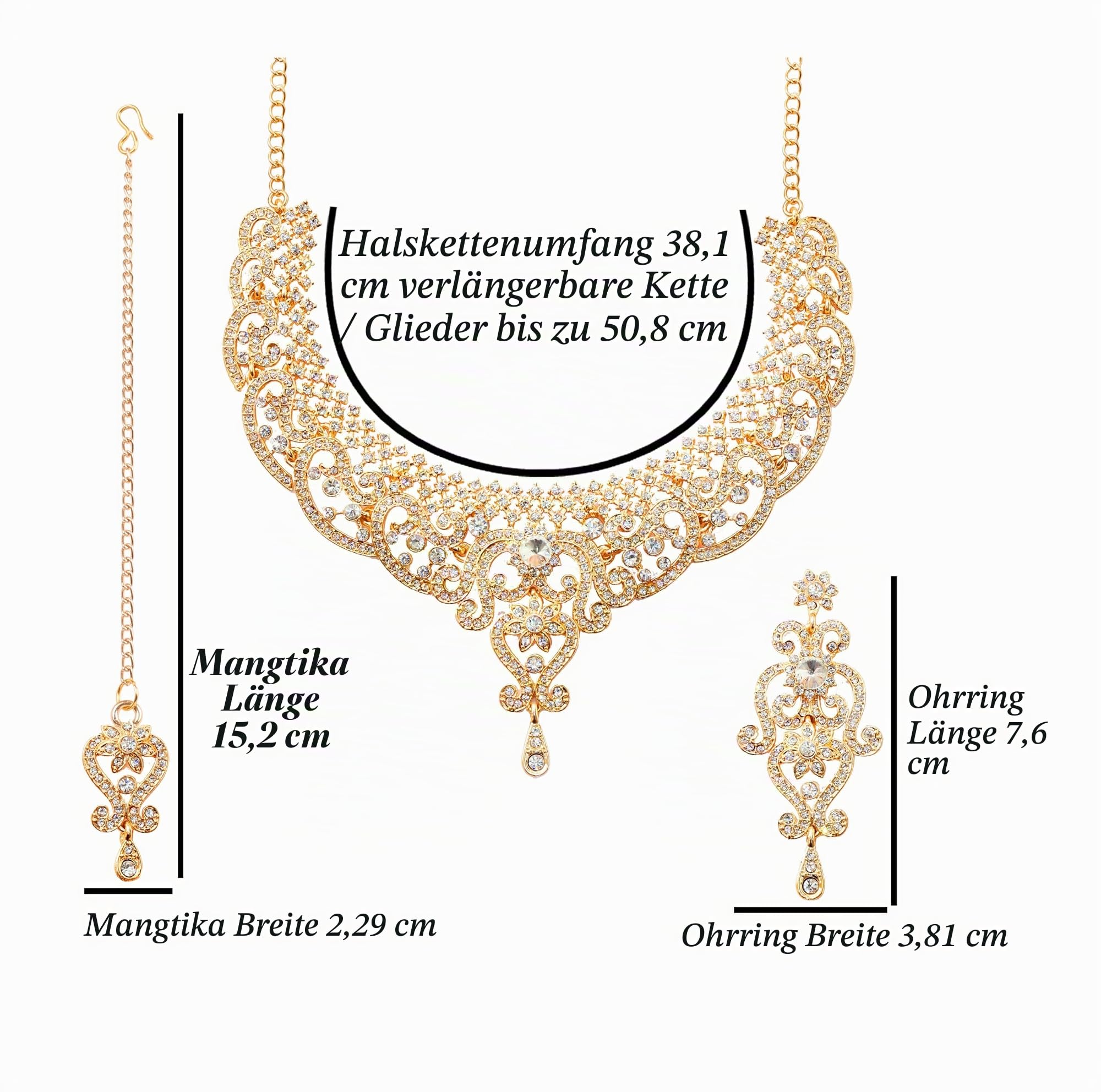 Touchstone Indischer Bollywood-Royal-Look Wunderschönes Designer-Schmuck-Collierset, verziert mit weißen Kristallen für Damen