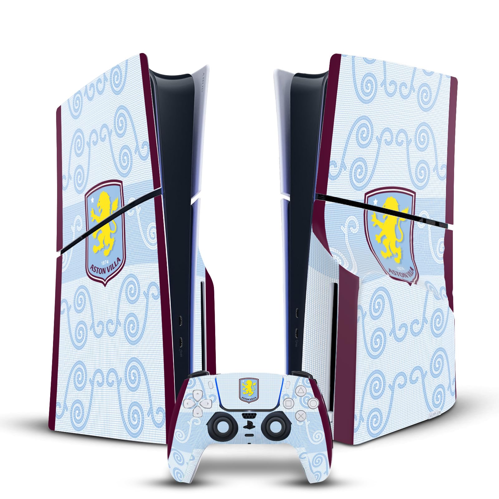 Head Case Designs Officially Licensed Aston Villa Football Club Third 2026/27 Crest Kit Vinyl Gaming Skin Decal Compatible With Sony PlayStation 5 PS5 Slim Disc Edition Console & DualSense Controller