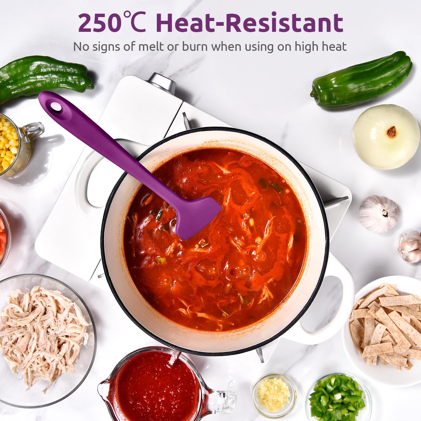U-Taste Large Silicone Spatula: 250℃ Heat Resistant Non-Stick Flexible Seamless Scraper - Image 3