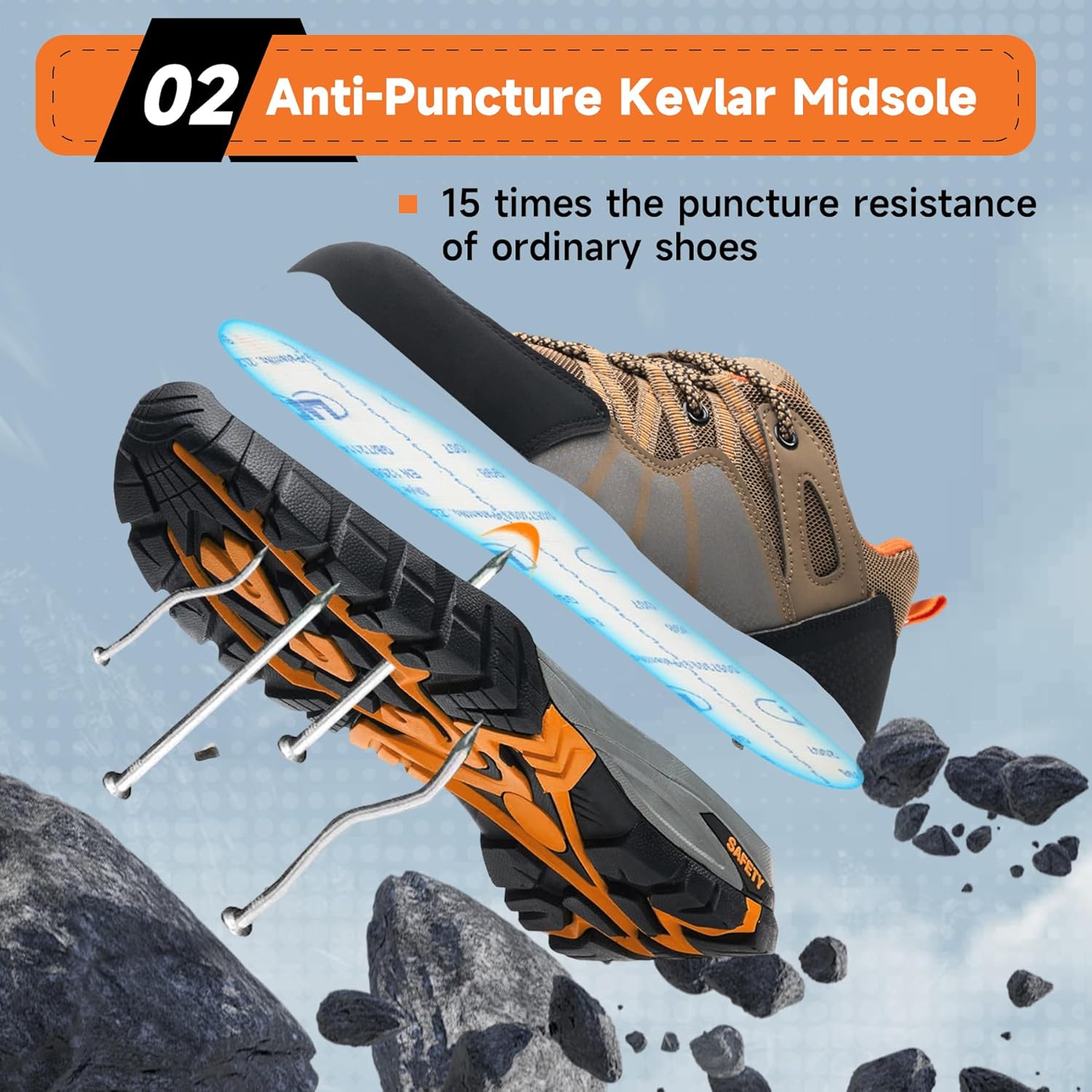 Steel Toe Shoes for Men Women Work Sneakers Safety Shoes Indestructible Comfortable Lightweight Breathable Safety Puncture Proof Shoes for Constructions - Image 4