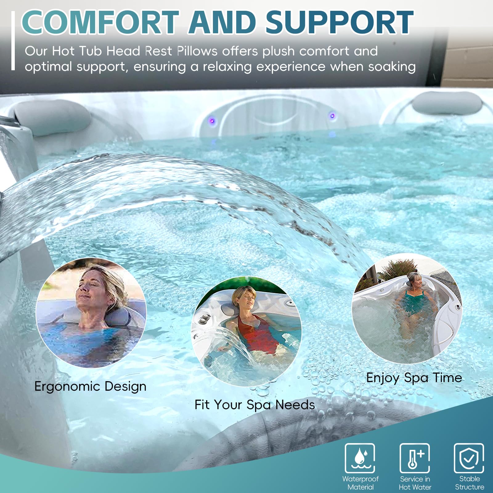 4 Stück 77444 Whirlpool-Kopfstützenkissen für Hot Spring Hot Spot Relais Rhythm SX Tempo TX 2015–2019 Spas Modell, Whirlpool Spa Nackenkissen für Watkins Ersatz
